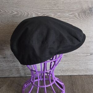 George Men's Black Flat Cap - Classic Driving/Newsboy Hat L-XL